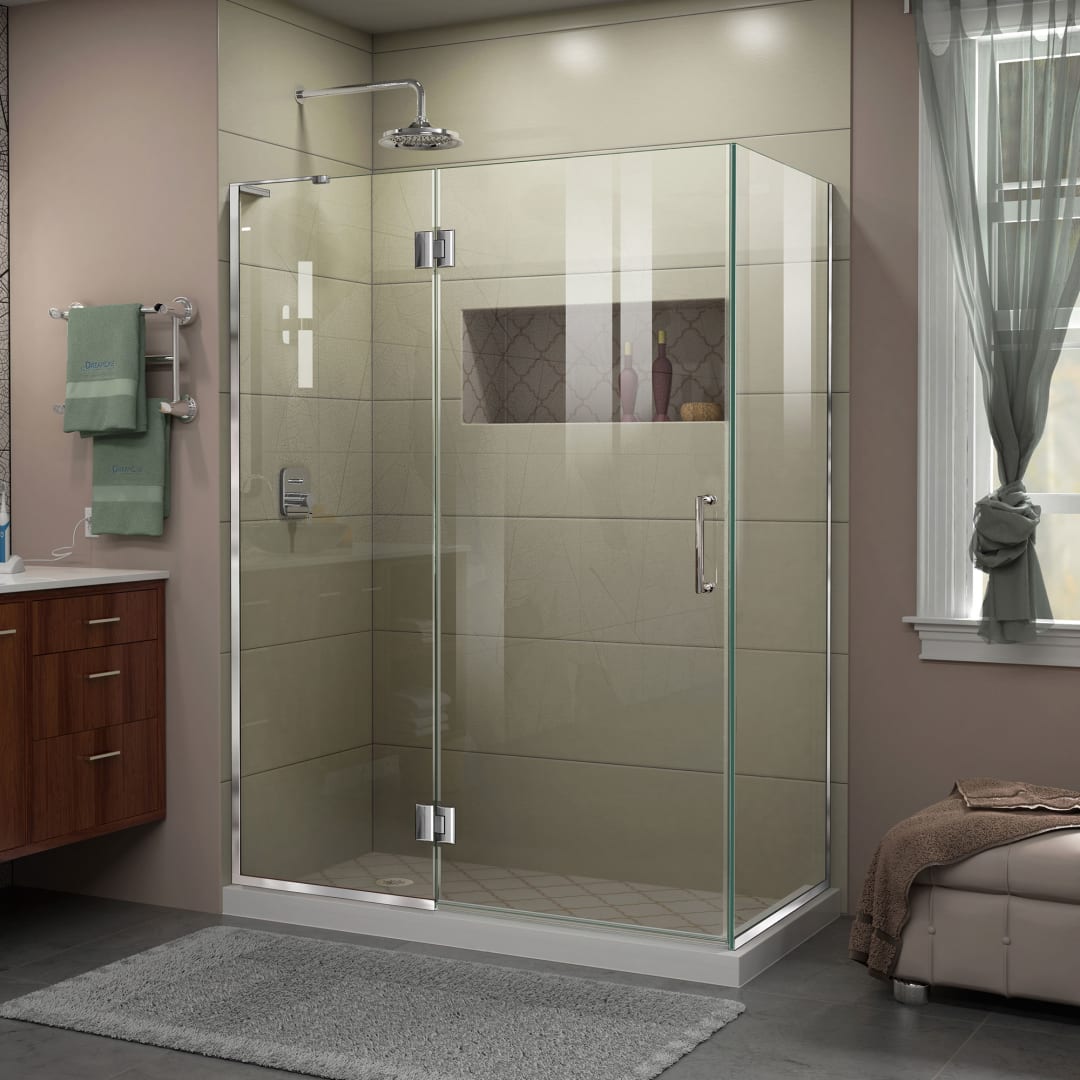 DreamLine Unidoor-X 48 3/8 inch W x 30 inch D x 72 inch H Frameless Hinged Shower Enclosure in Chrome