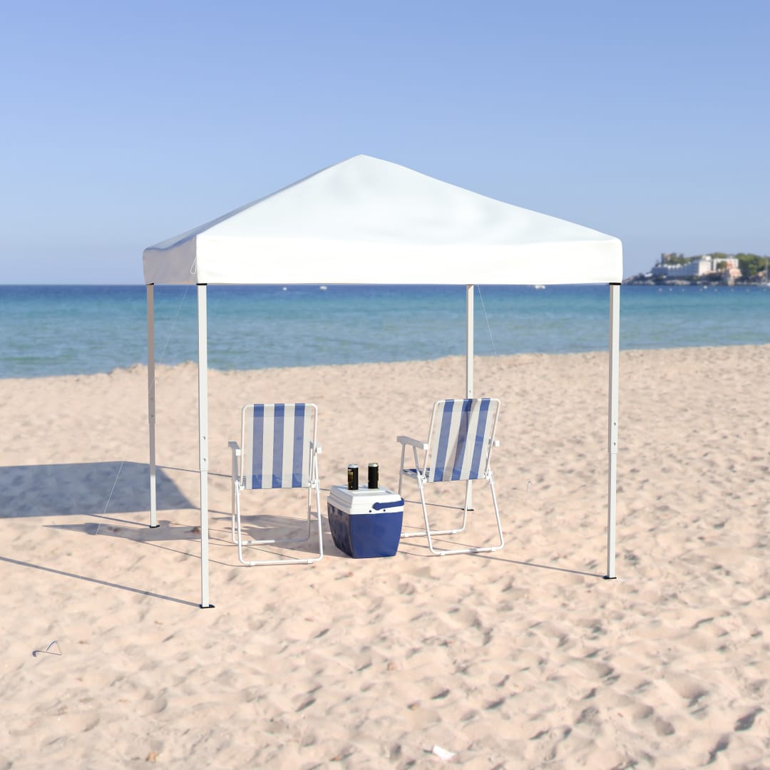 Harris 8'x8' White Outdoor Pop Up Event Slanted Leg Canopy Tent with Carry Bag