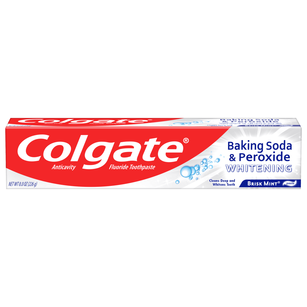 Colgate Baking Soda and Peroxide Whitening Toothpaste, Brisk Mint, 8 oz