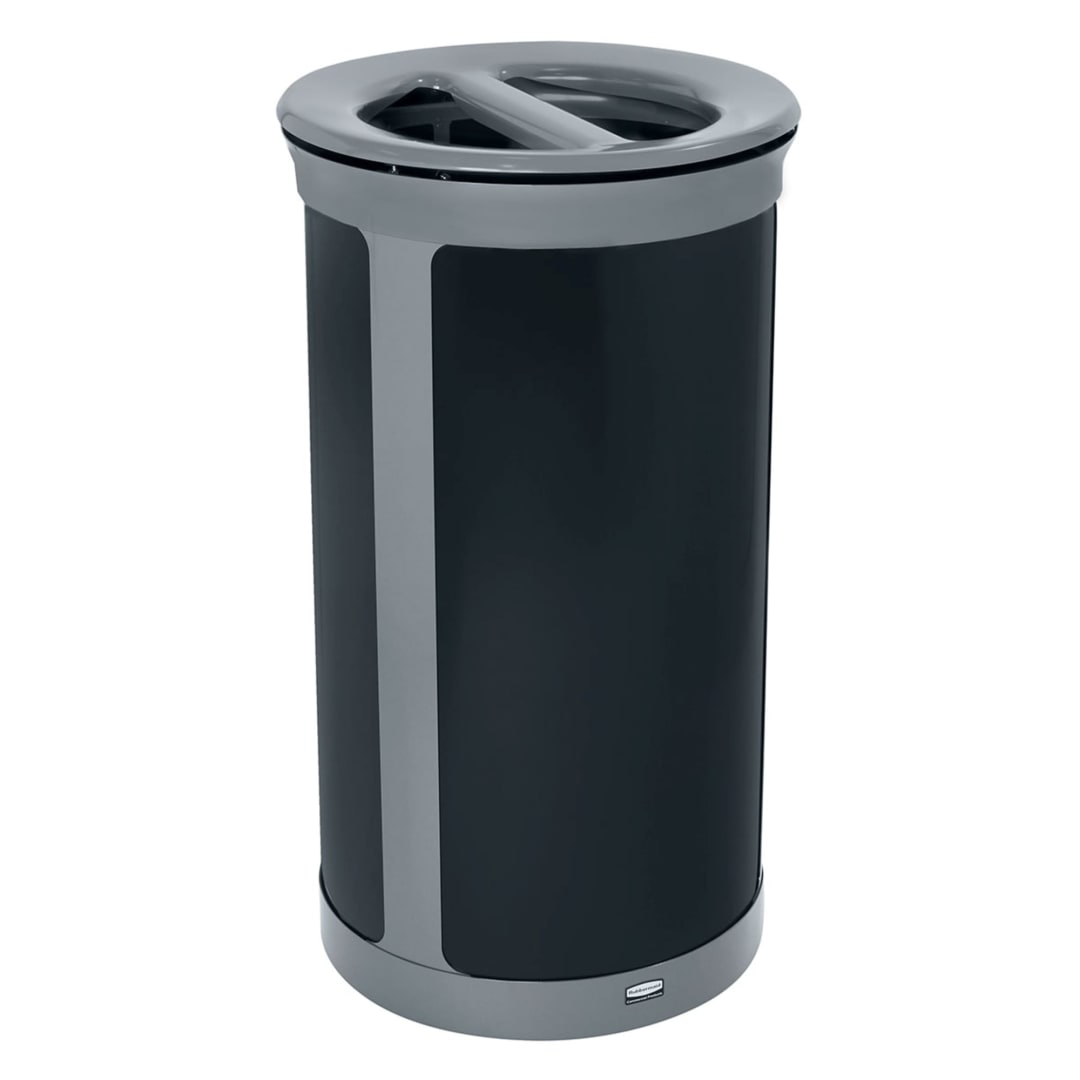 Rubbermaid Commercial Products Enhance 33 GAL Round Dual Stream, Jet Black Metallic