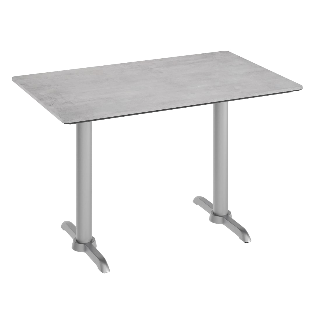 TopGuard 48" x 30" Tabletop, Gray Faux Concrete, Seamless Surface Technology, 5x22 Silver Table Height T-Bases, Moisture, Scratch, Heat, UV Resistant