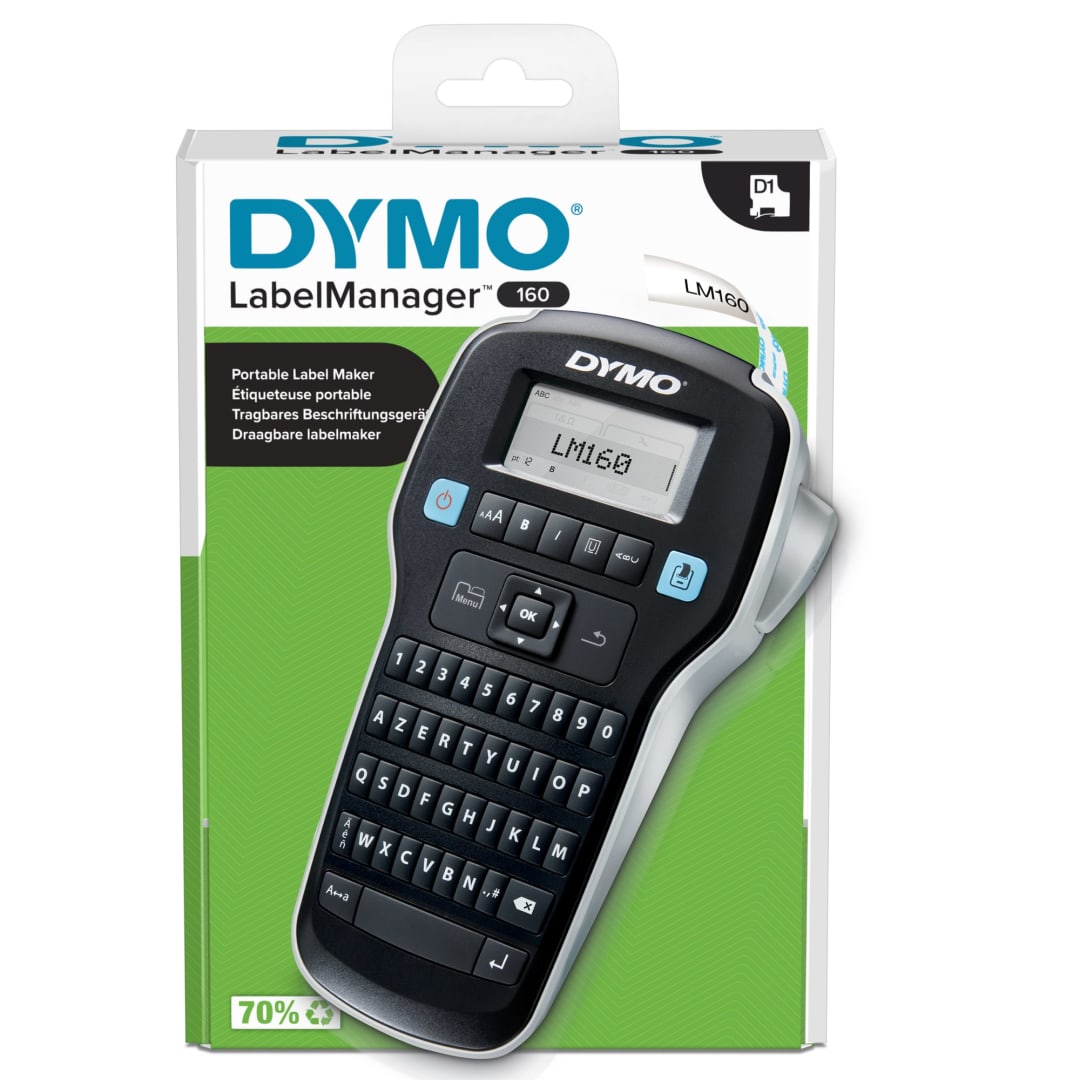 DYMO® Étiqueteuse LabelManager 160 | Clavier AZERTY | Imprimante Portable d'Étiquettes Autocollantes