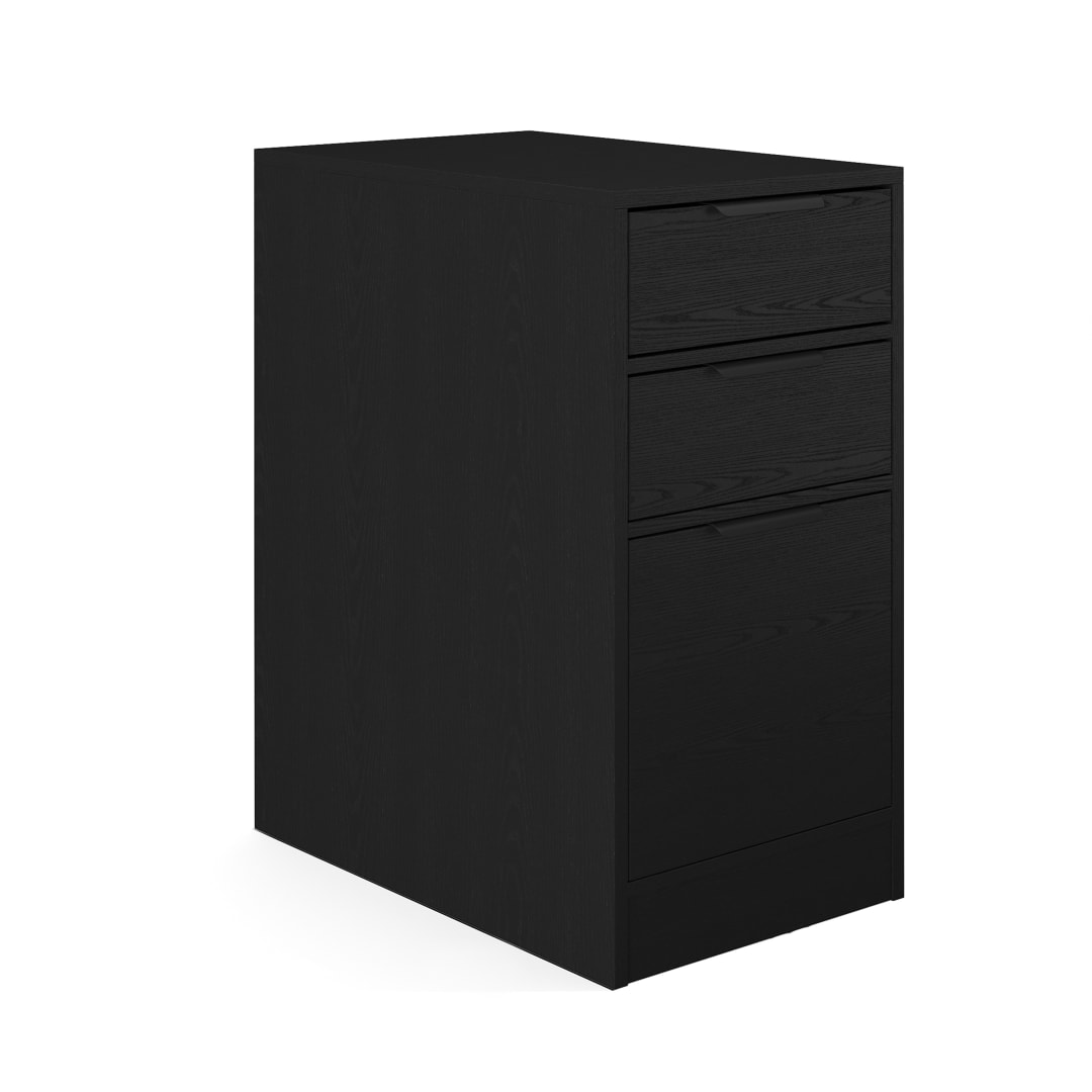 Kayden Home Office Modular 3 Drawer File Cabinet in Black with Oil Rubbed Bronze Hardware