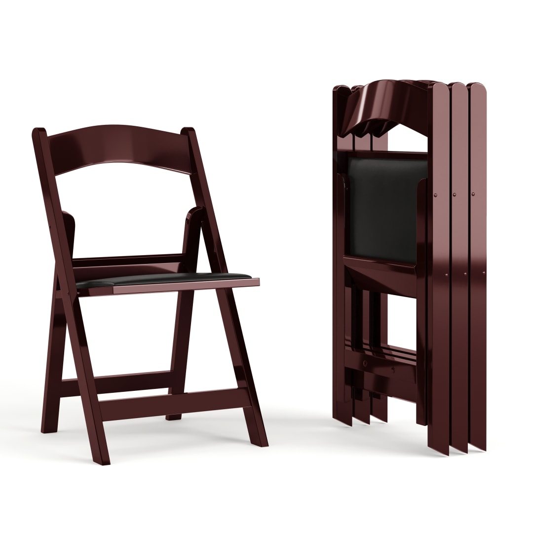 Hercules Folding Chair - Red Mahogany Resin - 4 Pack 800LB Weight Capacity Comfortable Event Chair - Light Weight Folding Chair