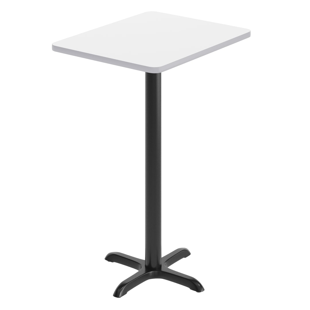 Stiles 24'' x 30'' White Rectangular Laminate Table Top with Black 22 x 22 "X" Style Bar Height Base
