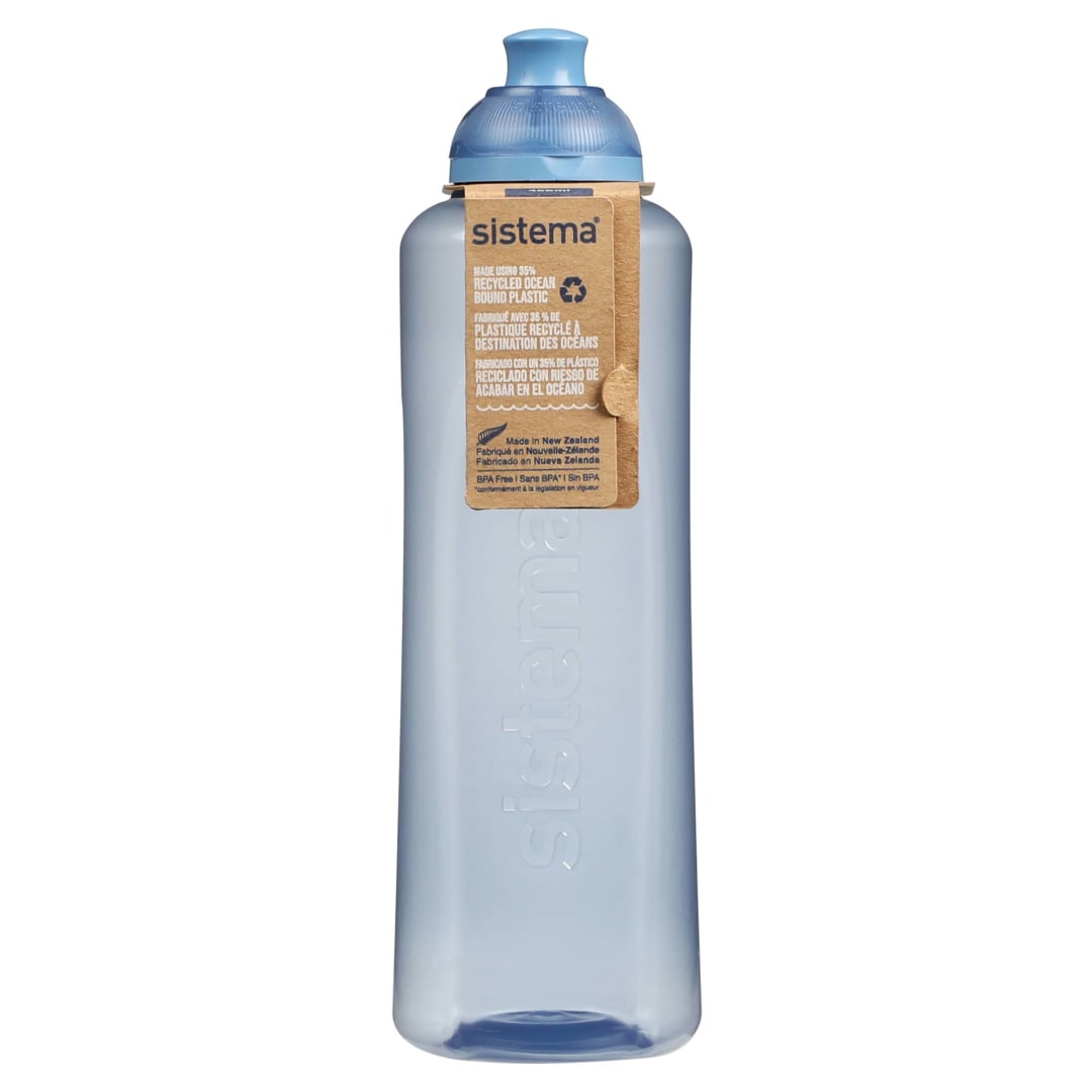 Sistema Swift Ocean Bound Plastic Water Bottle | 480 ml Leak-Proof Sports Water Bottle | BPA-Free and made Using Recycled | Teal Stone OR Mountain Blue (Colour Not Selectable) | 1 Count