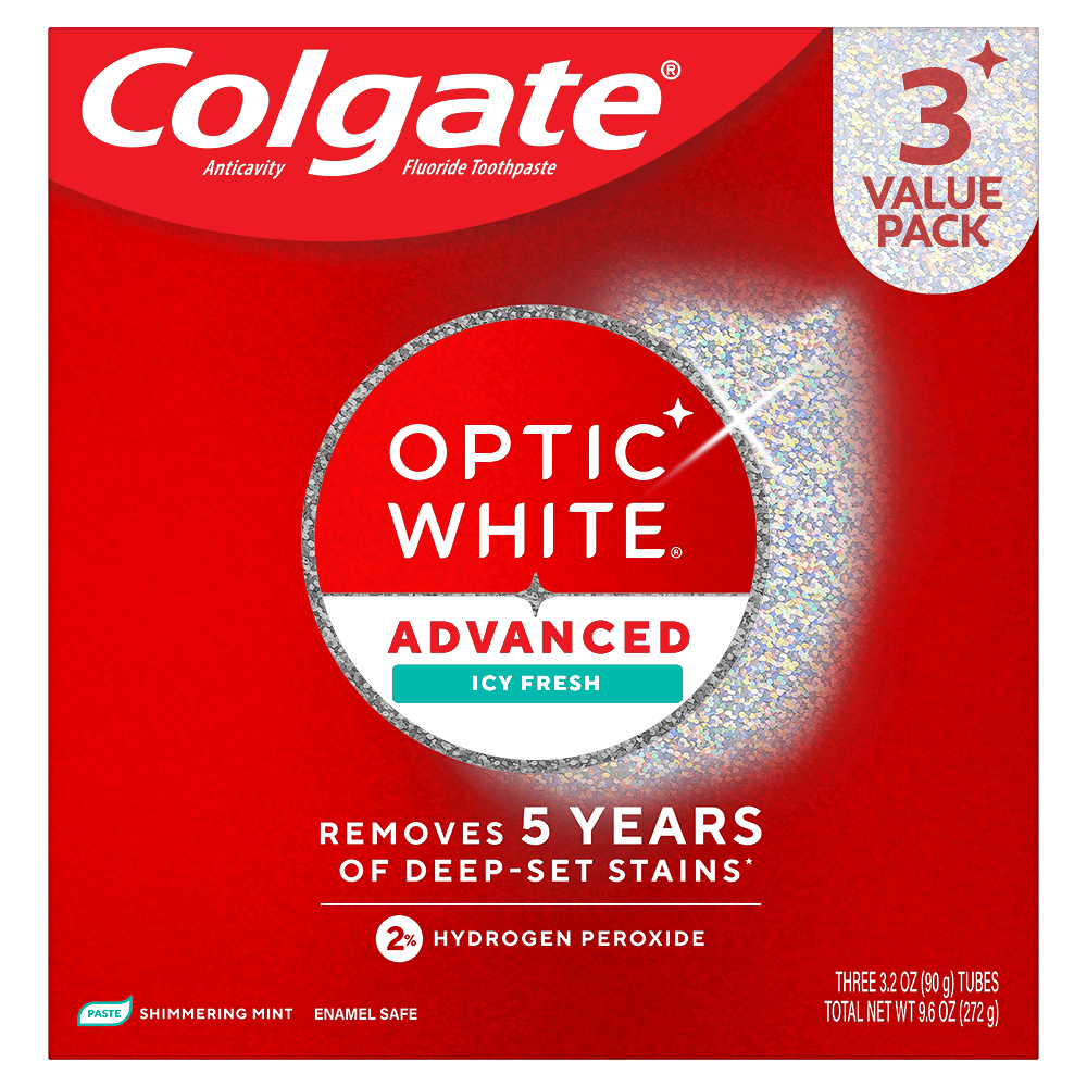 Colgate Optic White Advanced Hydrogen Peroxide Toothpaste Pack, Icy Fresh