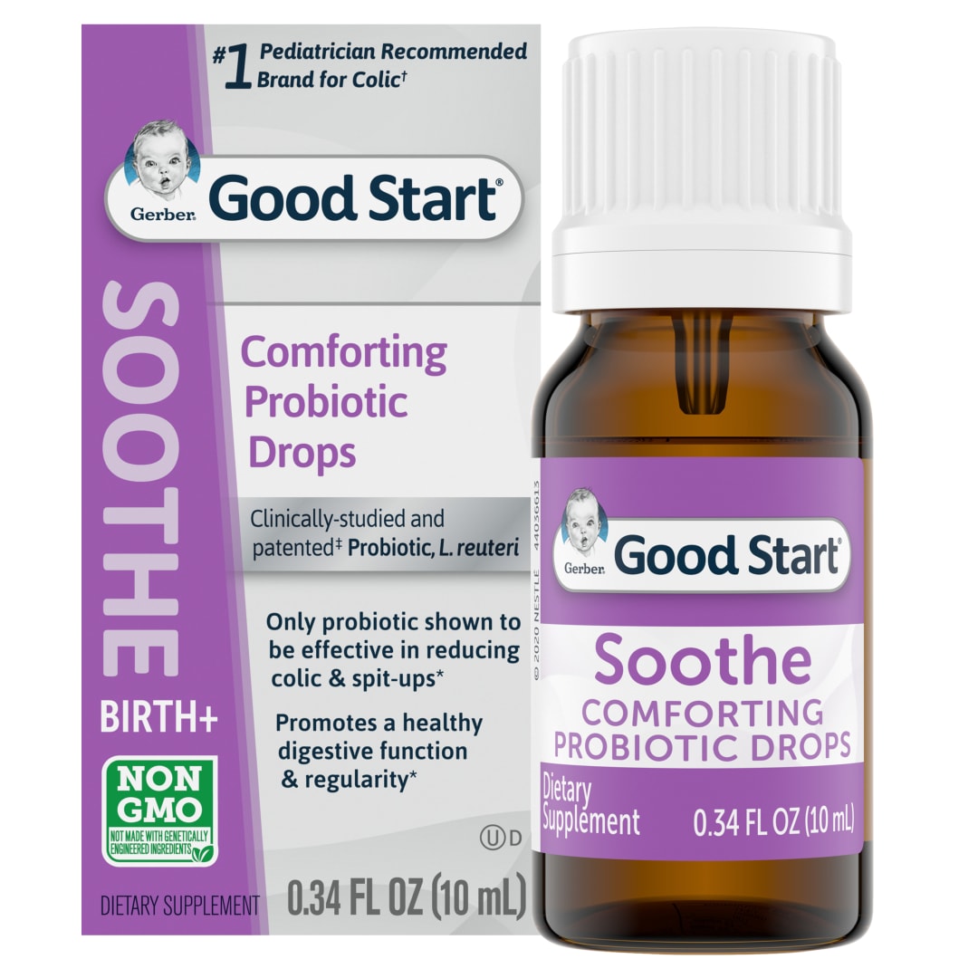 Gerber Soothe Probiotic Colic Drops, 0.34 fl oz Bottle, 4 Count