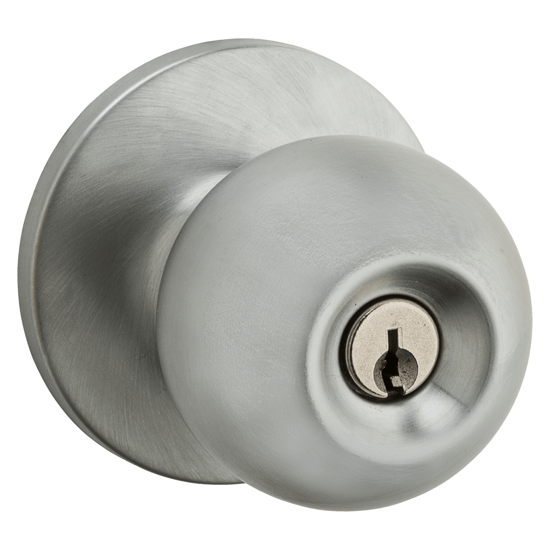 Safelock Regina Knob - Keyed Entry in Satin Chrome