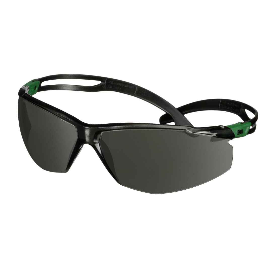 3M™ SecureFit™ 500 İş Güvenliği Gözlükleri, Yeşil/Siyah çerçeve, Çizilmeye Dayanıklı+ (K), IR 3,0 Gri lens, SF530ASP-GRN-EU, 20/Kutu