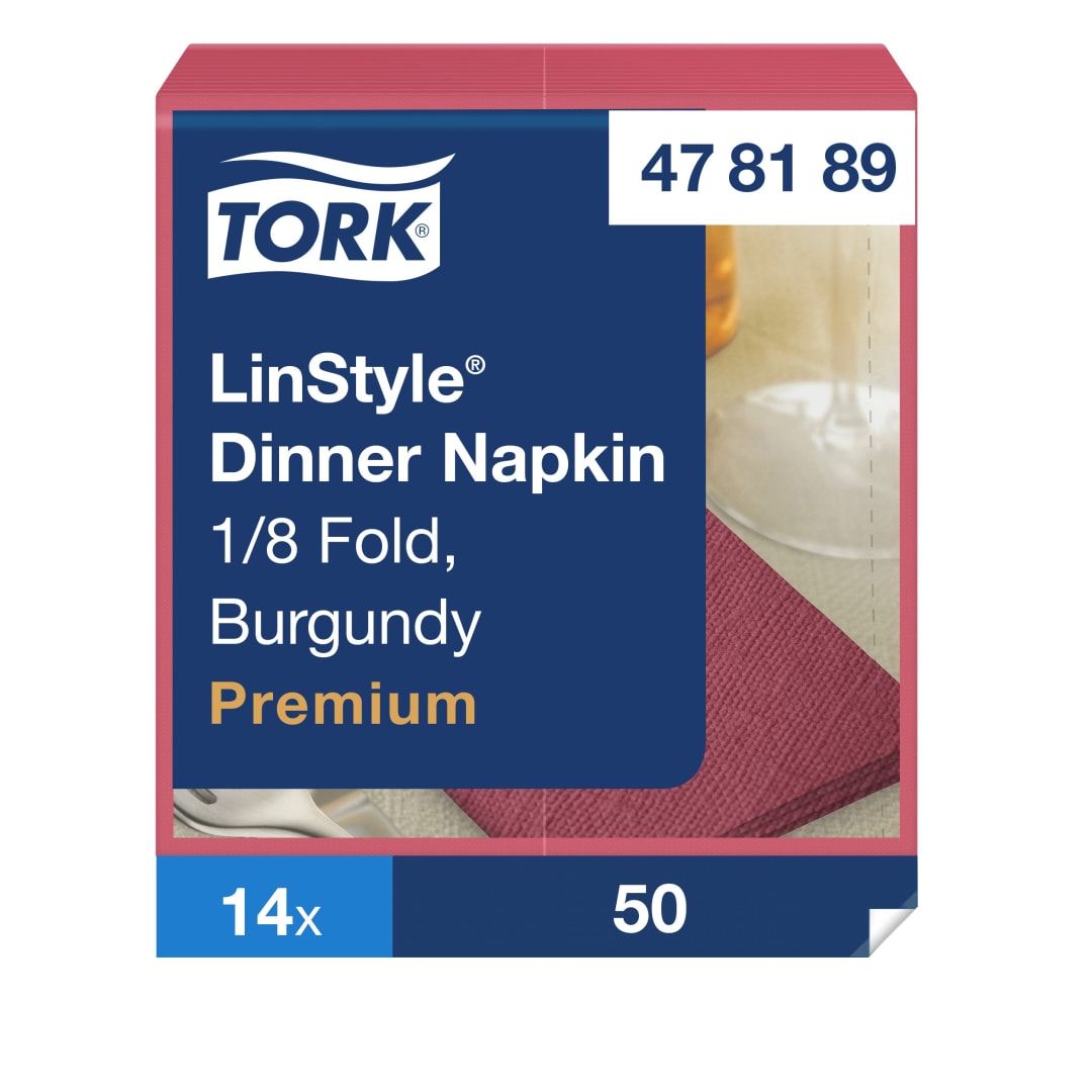 Tork Premium Linstyle® Burgundy Dinner Napkin 1/8 Folded