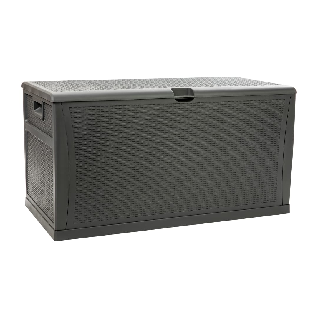 Nobu 120 Gallon Plastic Deck Box - Outdoor Waterproof Storage Box for Patio Cushions, Garden Tools and Pool Toys, Gray