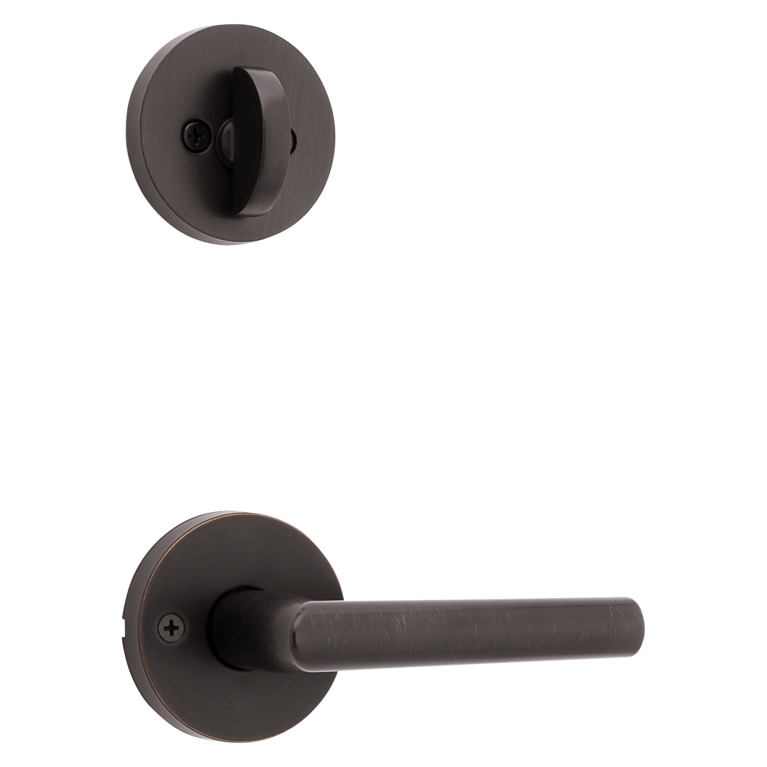 966 Single Cylinder Interior Pack w/ Round Rose Milan Lever Handlesets in Venetian Bronze