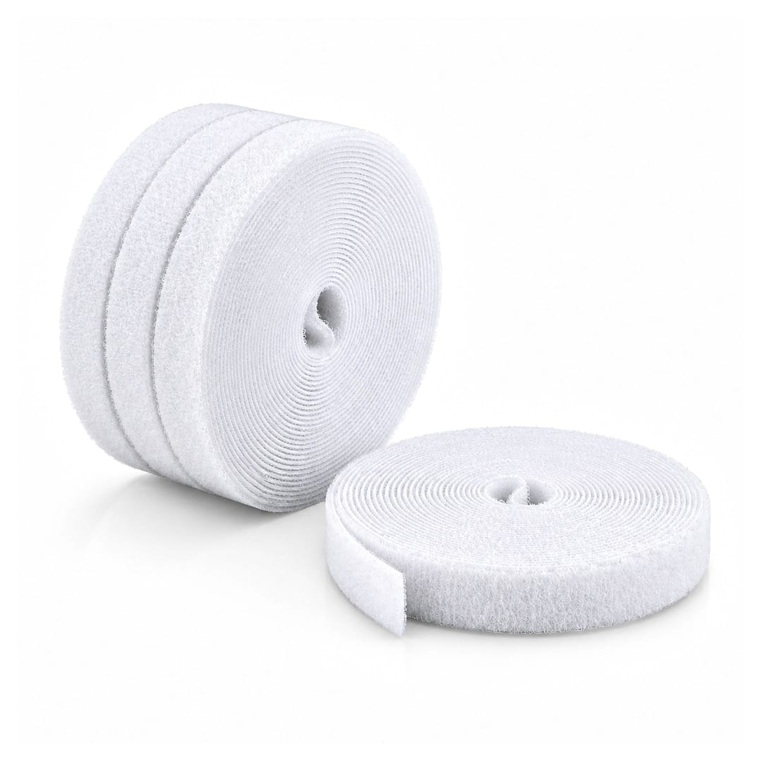4x 15ft (60ft) Hook and Loop Roll, 1/2" Wide, White