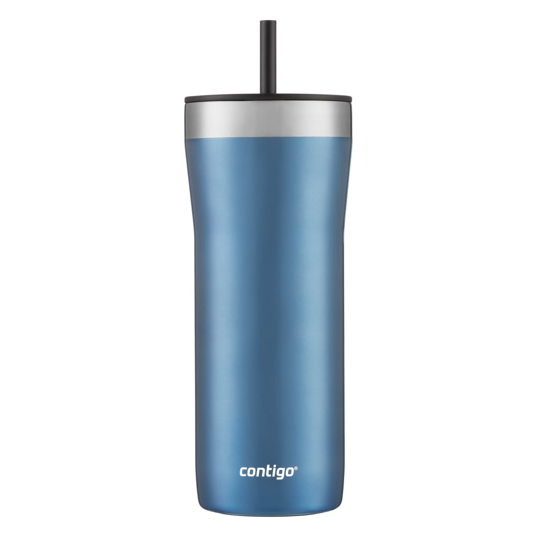 Contigo® Streeterville Stainless Steel Tumbler with Plastic Straw and Splash-Proof Lid, Blue Corn, 32 oz