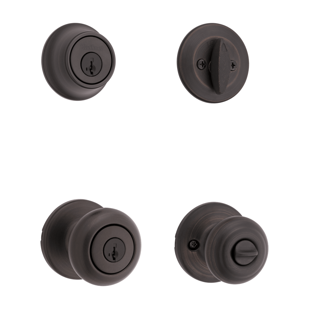 690 Cove Keyed Entry Knob and Single Cylinder Deadbolt Combo Pack featuring SmartKey Security™ in Venetian Bronze