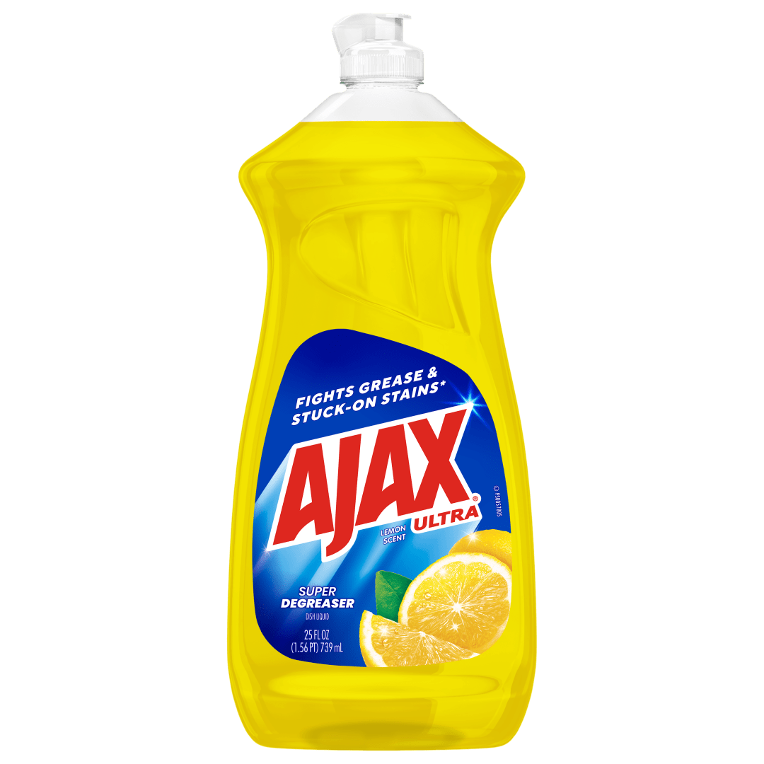 Ajax Ultra Liquid Dish Soap Lemon Scent, Super Degreaser, 25 oz Bottle