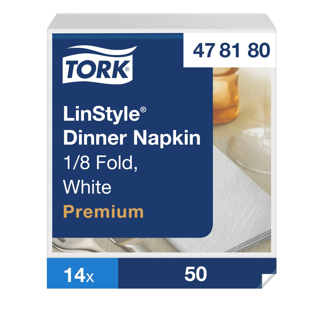 Tork LinStyle® White Dinner Napkin 8F Industrially Compostable