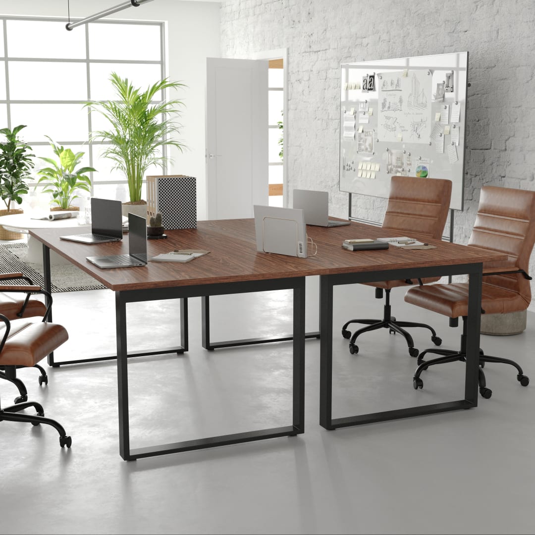 Redmond Commercial 72x36 Conference Table with 1" Thick Double Sided Laminate Table Top with PVC Edging and Heavy Duty U-Frame Steel Base, Walnut