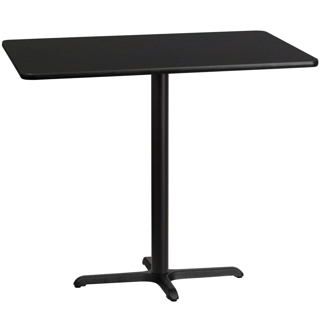 Stiles 30'' x 48'' Rectangular Black Laminate Table Top with 23.5'' x 29.5'' Bar Height Table Base
