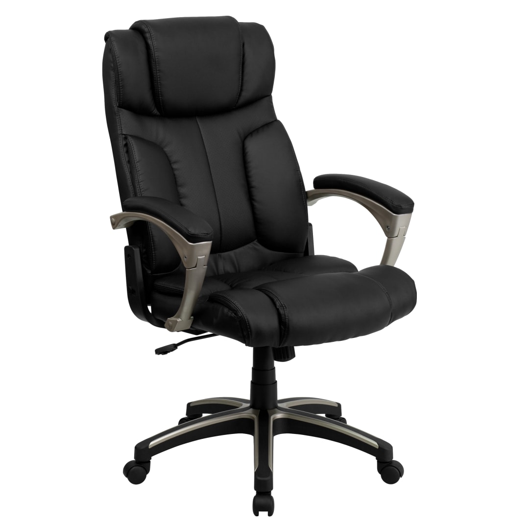 Hansel High Back Folding Black LeatherSoft Executive Swivel Office Chair with Arms