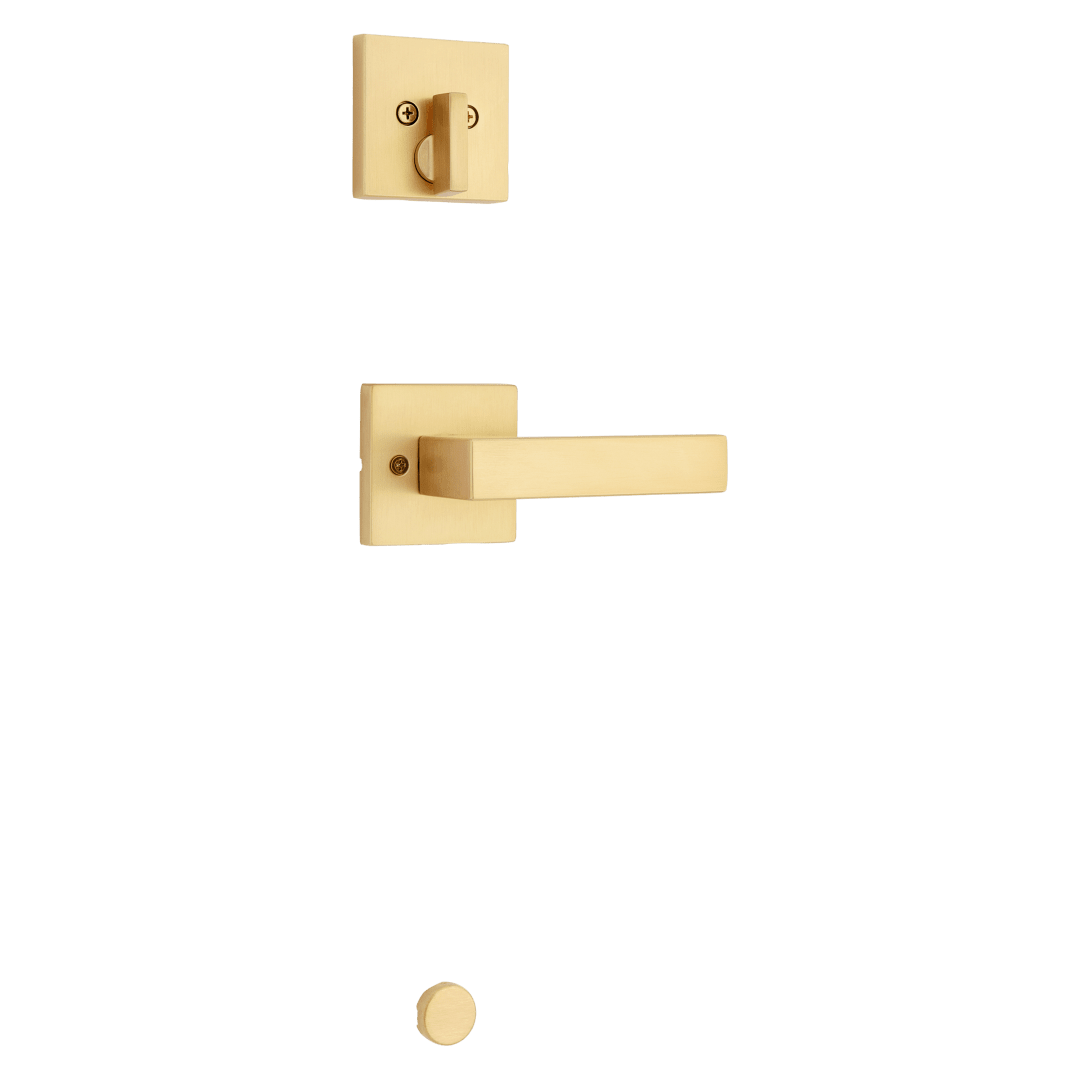 971 Single Cylinder Interior Pack w/ Singapore Square Lever in Satin Brass