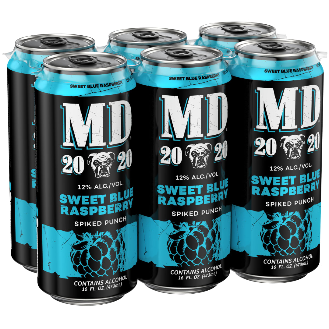 MD 2020 Spiked Punch Sweet Blue Raspberry Beer 6 - 16 fl oz Cans