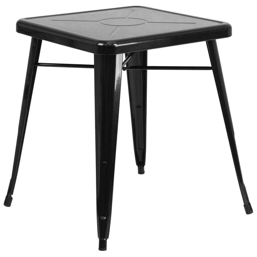 Prince Commercial Grade 23.75" Square Black Metal Indoor-Outdoor Table