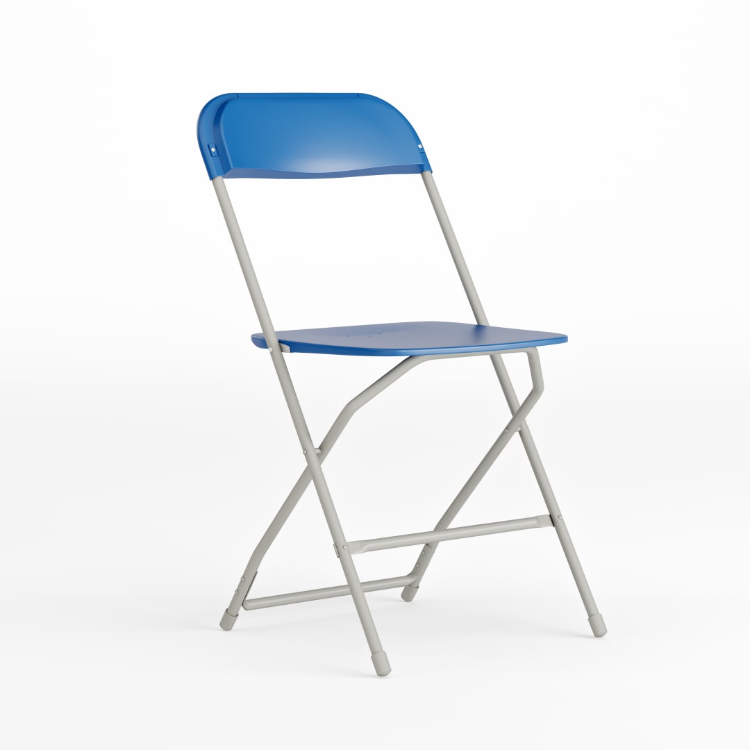 Hercules Series Plastic Folding Chair - Blue - 650LB Weight Capacity Comfortable Event Chair - Lightweight Folding Chair -