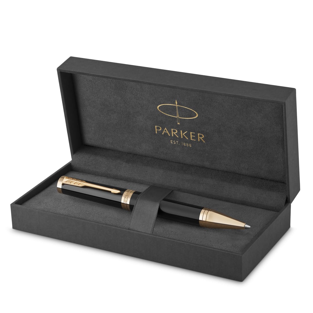 Bolígrafo Parker Ingenuity | Colección principal | Negro con detalles dorados | Tinta negra | Estuche de regalo