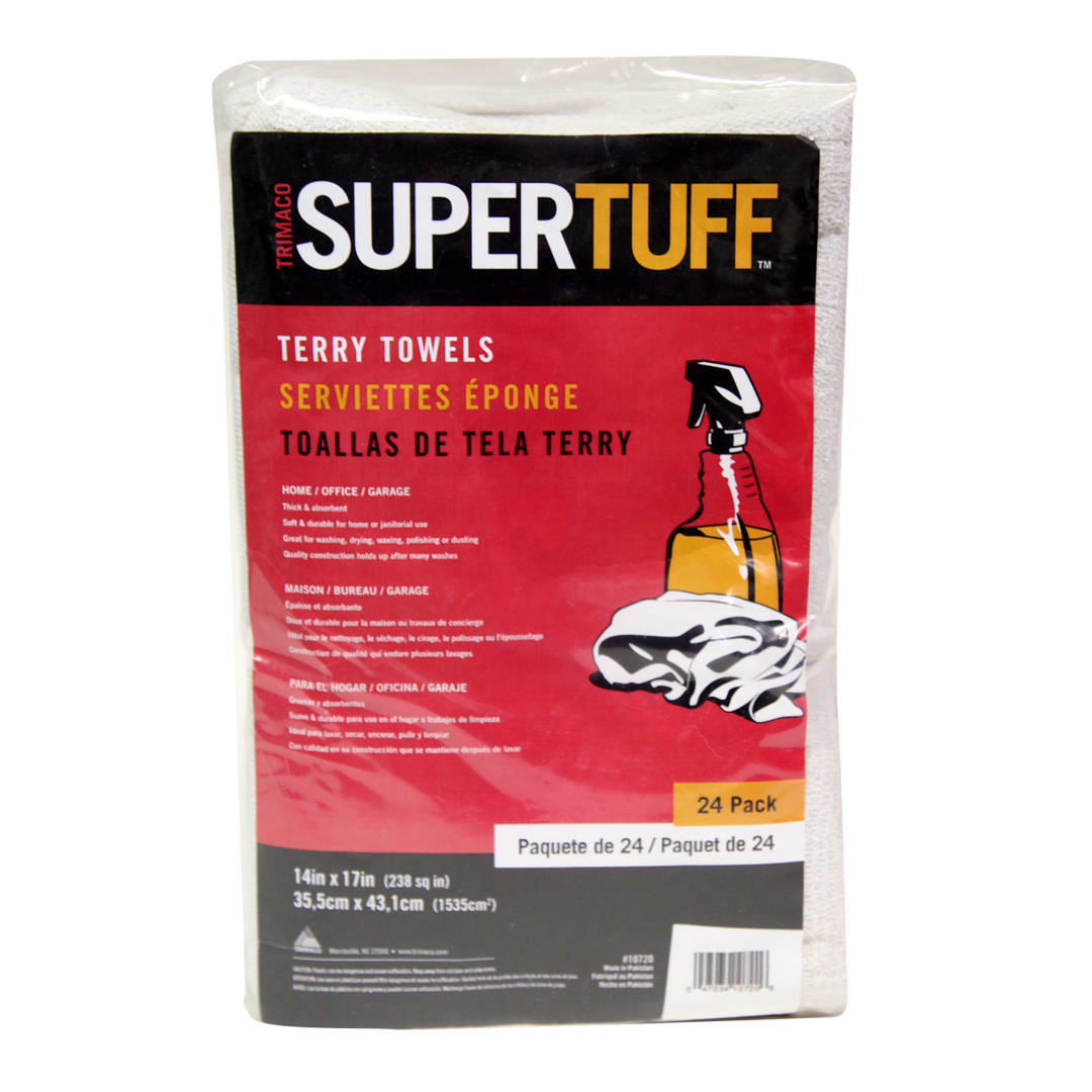 Terry Towels, White, 14"x17", 24pk