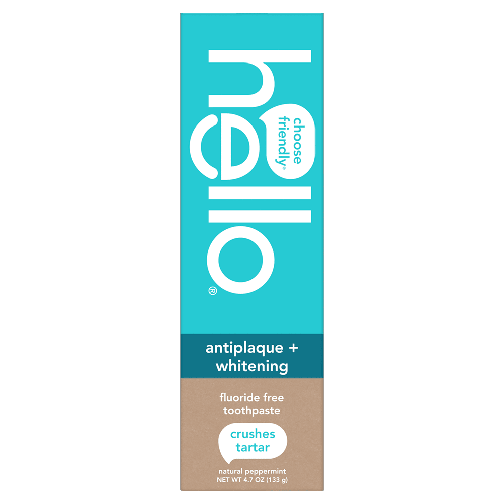 hello Antiplaque and Whitening Fluoride Free Toothpaste, Natural Peppermint, 4.7 Oz Tube