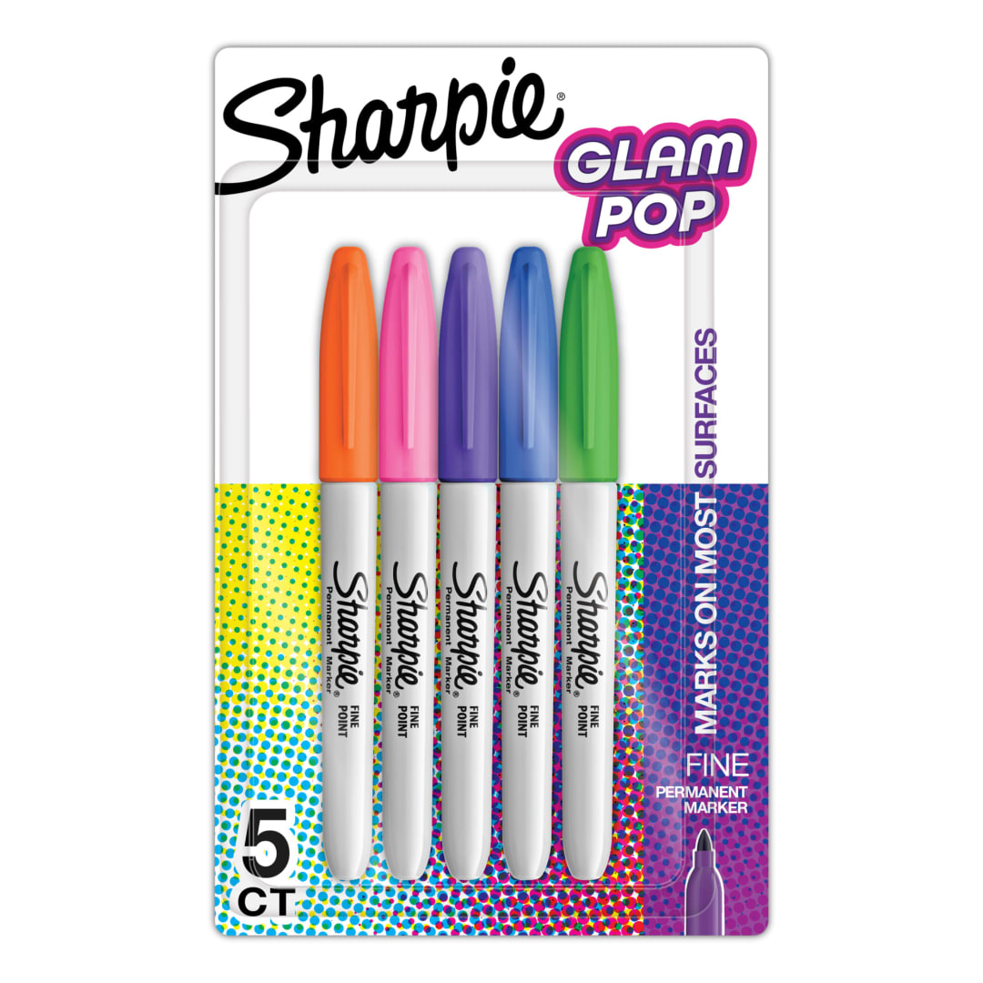 Sharpie® Glam Pop Permanent Markers, Fine Point, 5 Count