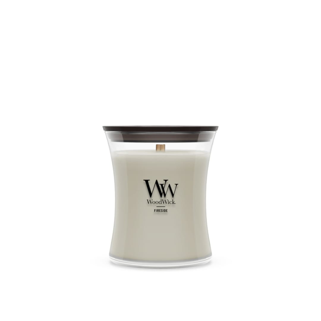 WoodWick® Medium Hourglass Candle, Fireside Scent, Premium Soy Blend Wax, Crackles as it burns, Perfect for Gifting, 9.7oz