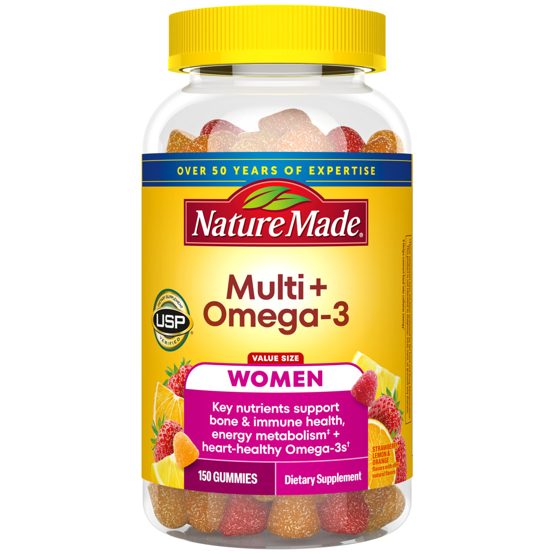 Nature Made Womens Gummy Multivitamins with Omega-3, Multivitamin for Women for Daily Nutritional Support, 150 Gummies, 75 Day Supply
