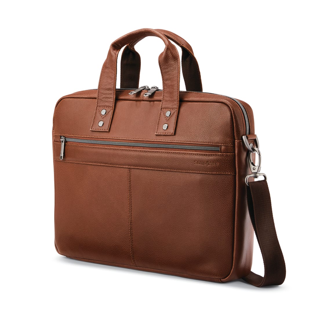Sam Classic Leather Slim Brief - Cognac