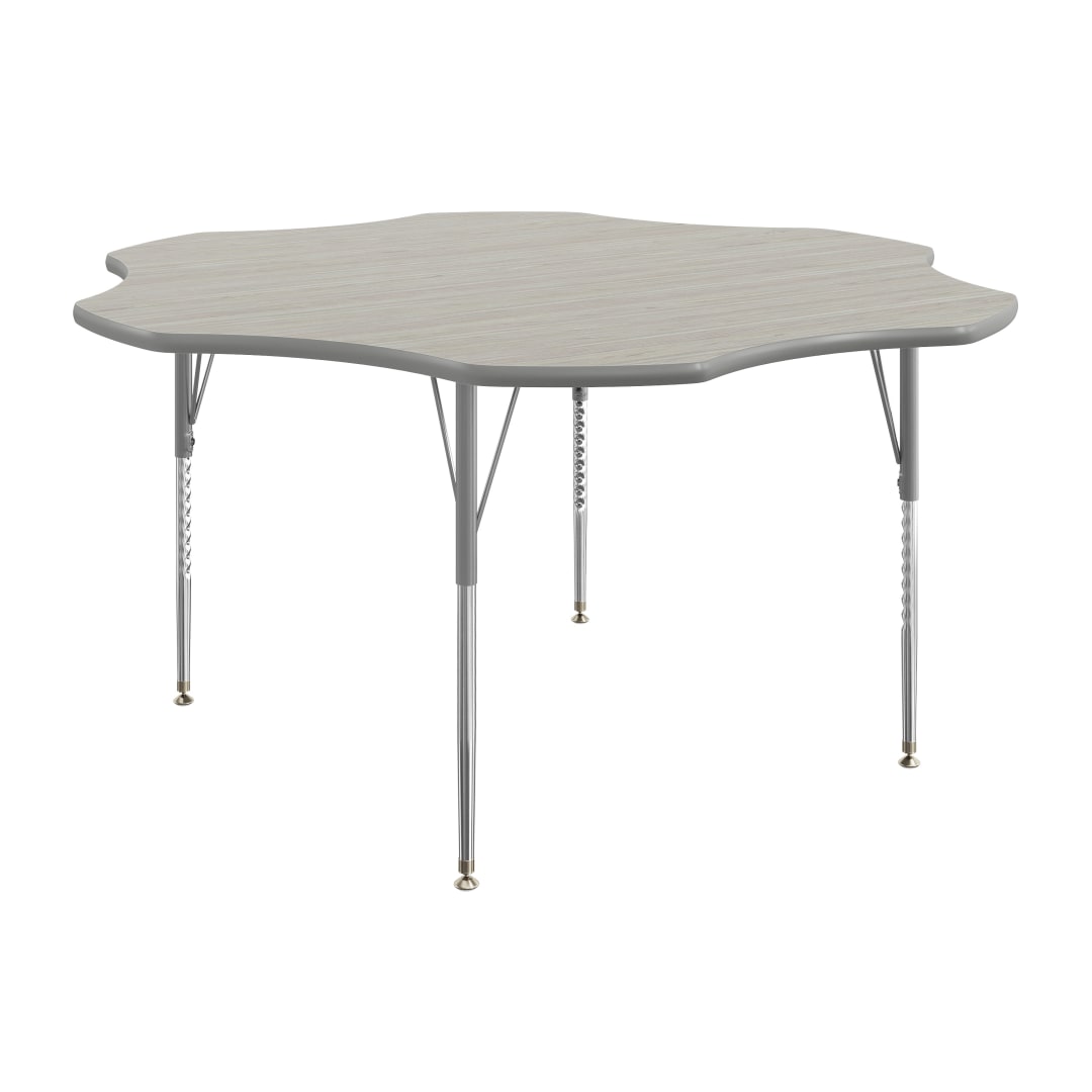 Wren 60" Flower Adjustable Height Activity Table, Thermal Laminate Top, Standard Legs, Light Gray