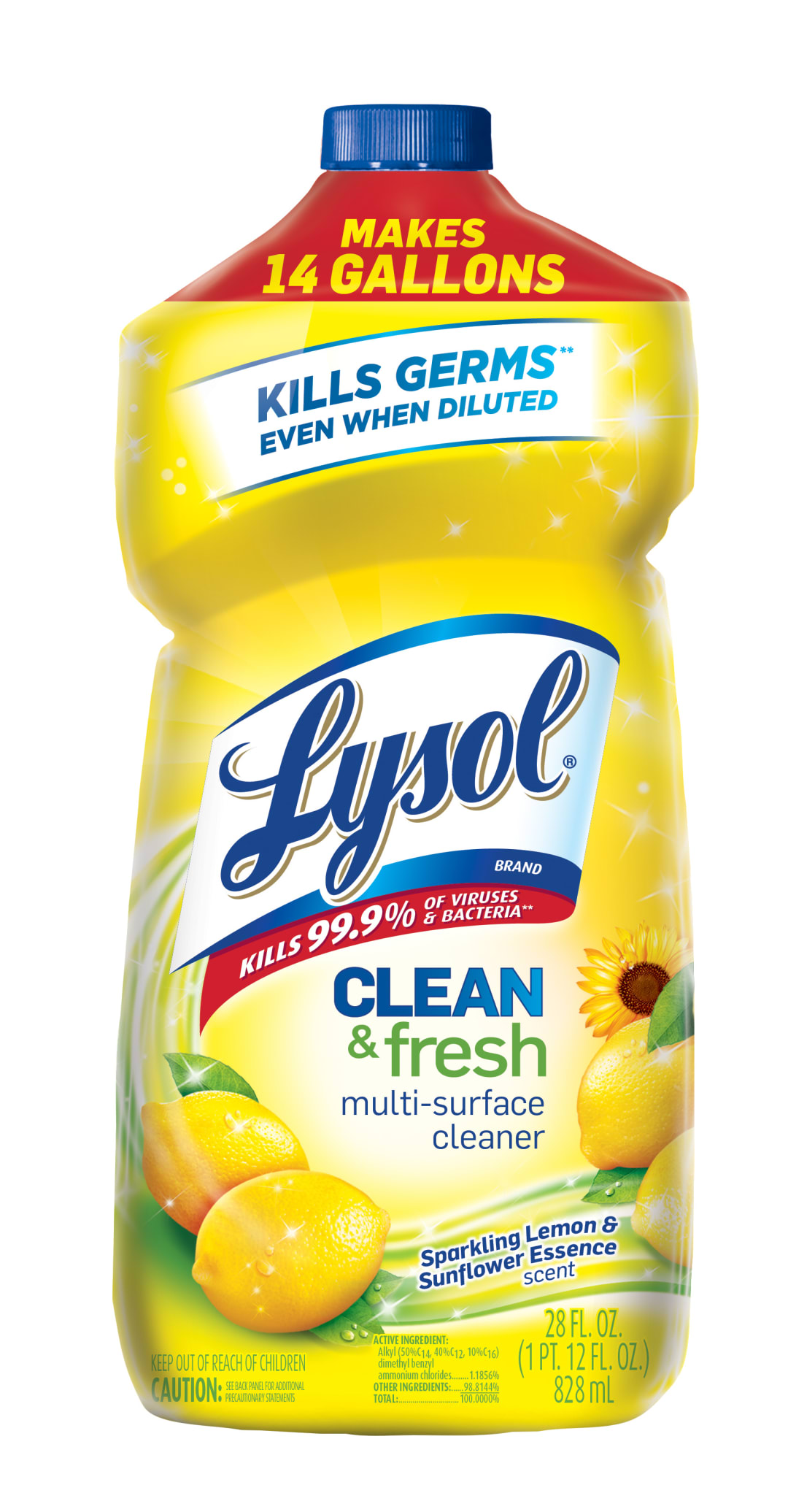 LYSOL® Clean & Fresh Multi-Surface Cleaner - Pourable Sparkling Lemon & Sunflower 6/28 oz.