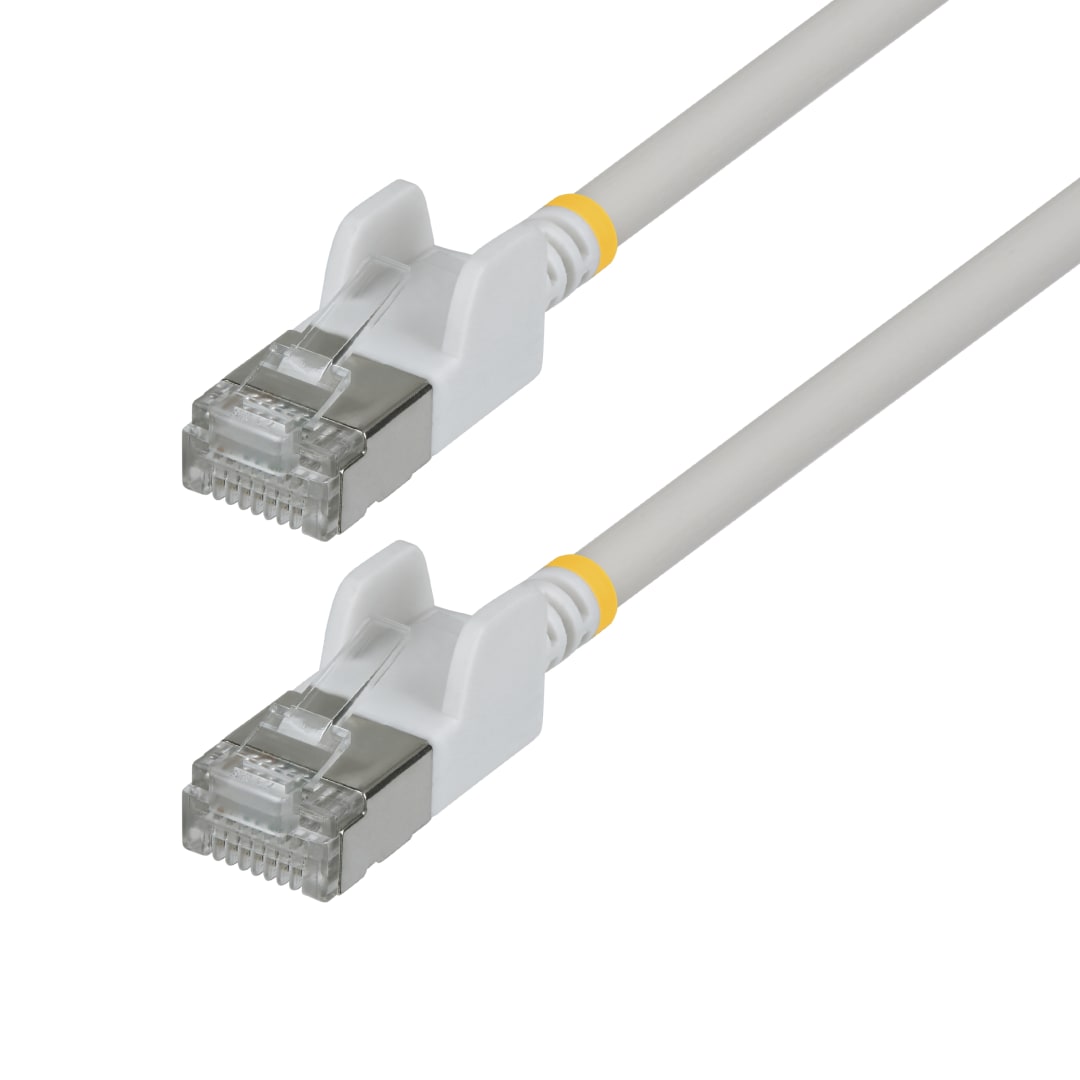 Cat6A STP 34AWG Ultra Slim Patch Cable, White 2ft