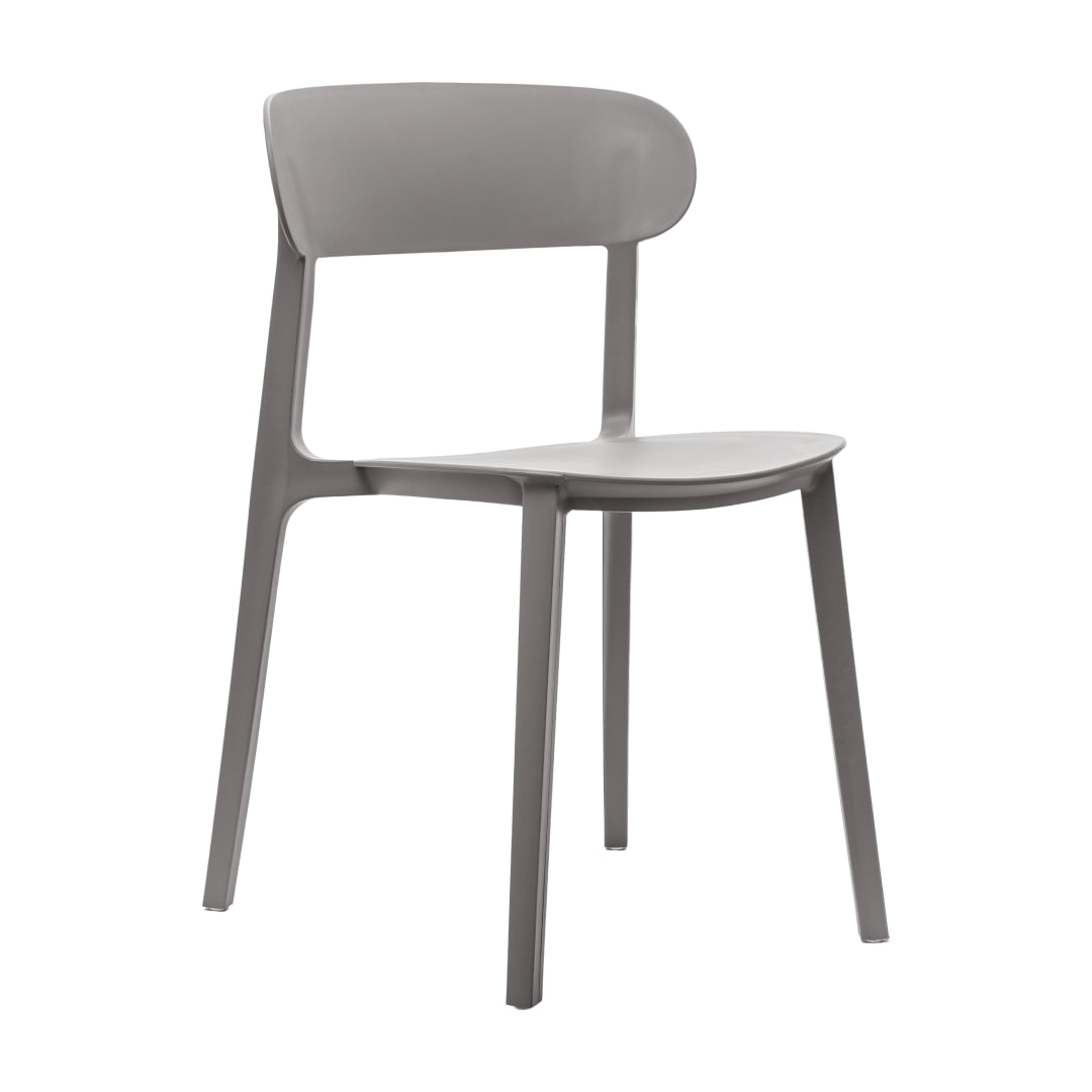 Dover Indoor-Outdoor Stacking Patio Chair with Curved Backrest, Commercial All-Weather Resin Chair in Gray