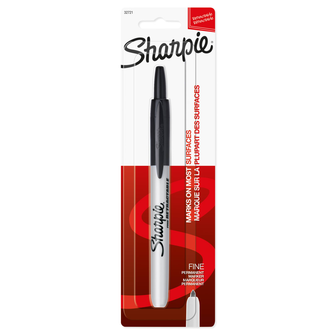 Sharpie® Retractable Permanent Marker, Fine Point, Black, 1 Count