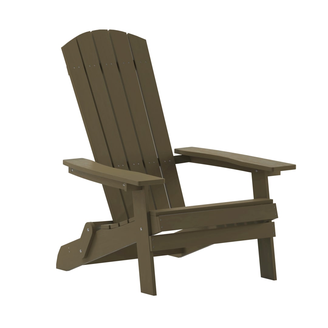 Charlestown Commercial Folding Adirondack Chair - Mahogany - Poly Resin - Indoor/Outdoor - Weather Resistant