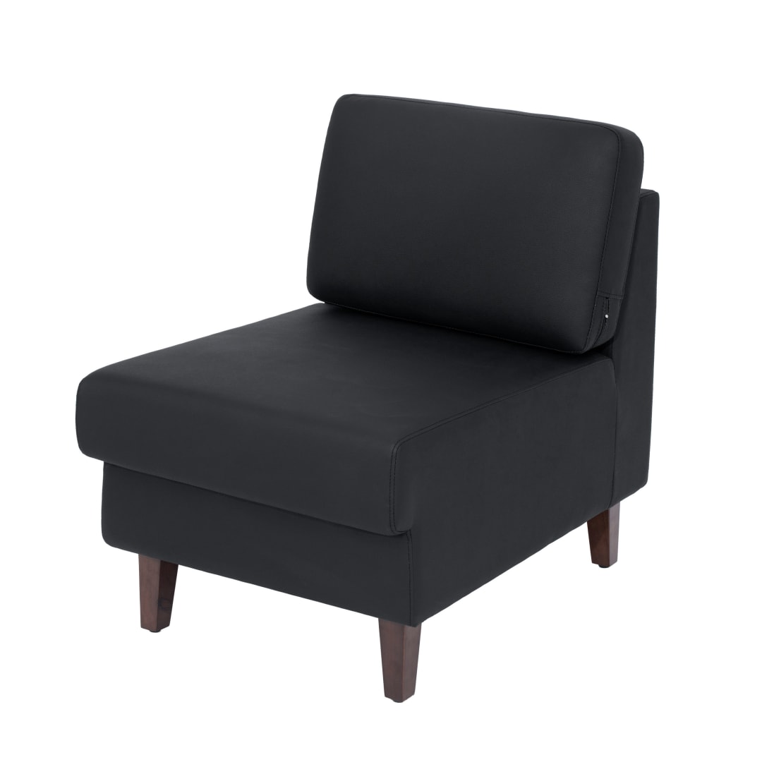 HERCULES Artemis Black LeatherSoft Middle Reception Chair with Wooden Walnut Legs with Adjustable Floor Glides