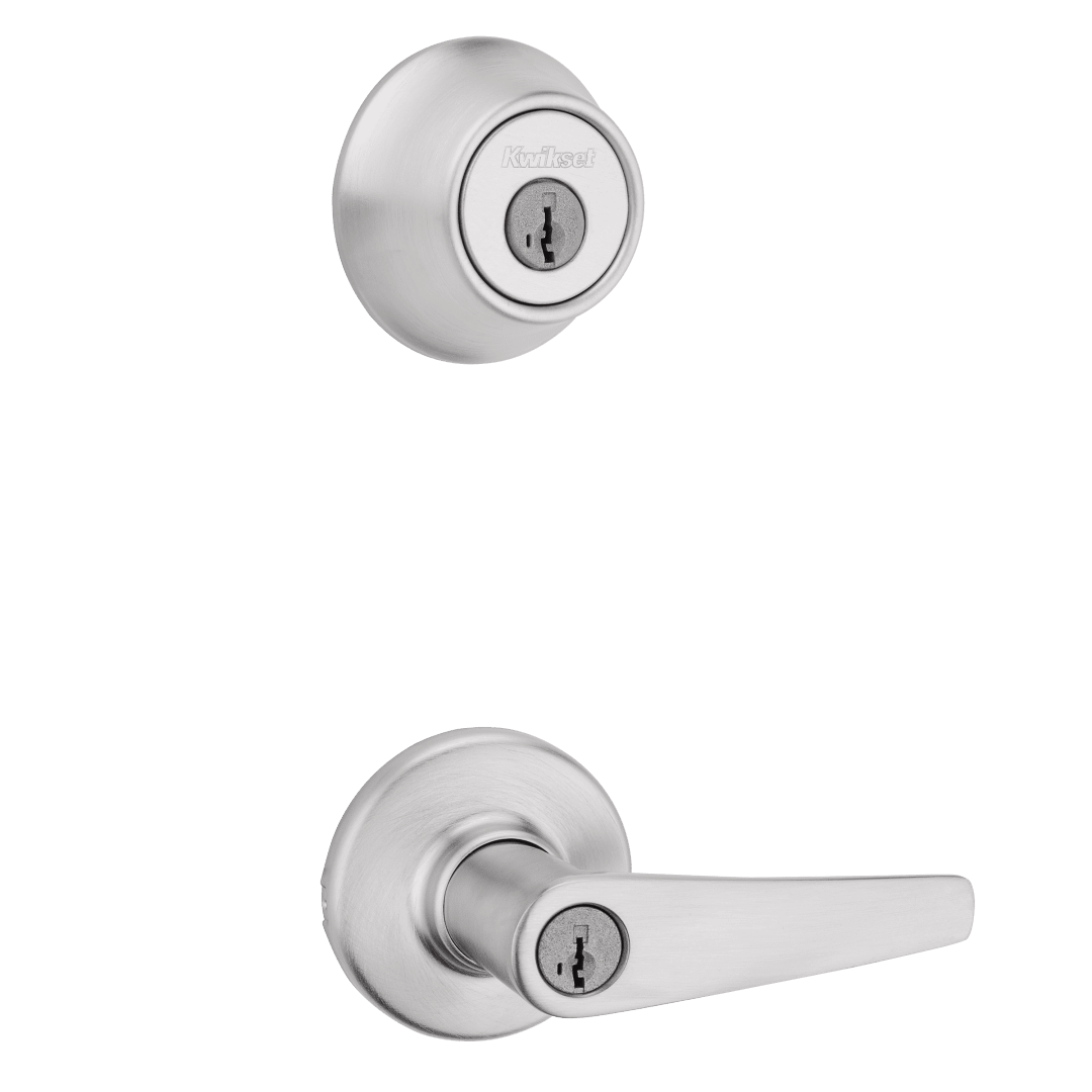 Delta Round Combo Pack Lever in Satin Chrome featuring SmartKey Security