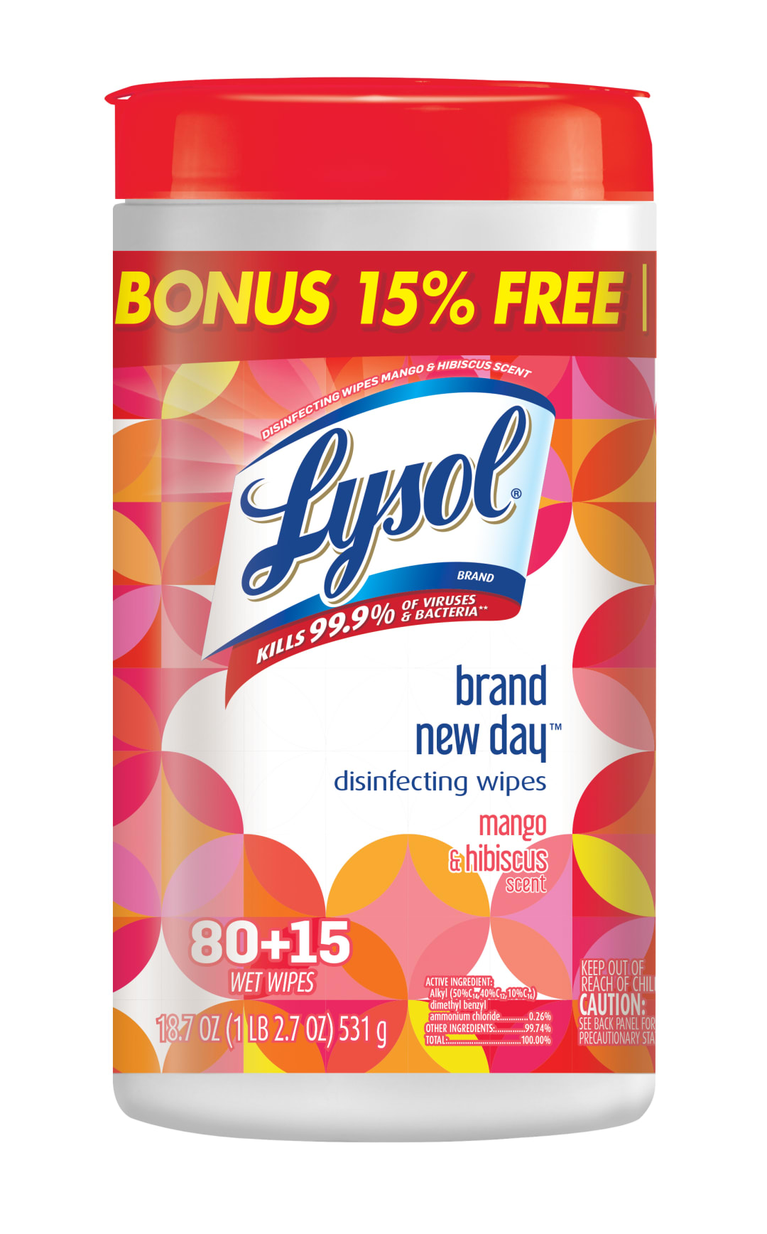 LYSOL® Disinfecting Wipes - Brand New Day™ Mango & Hibiscus 6/(80+15) ct.