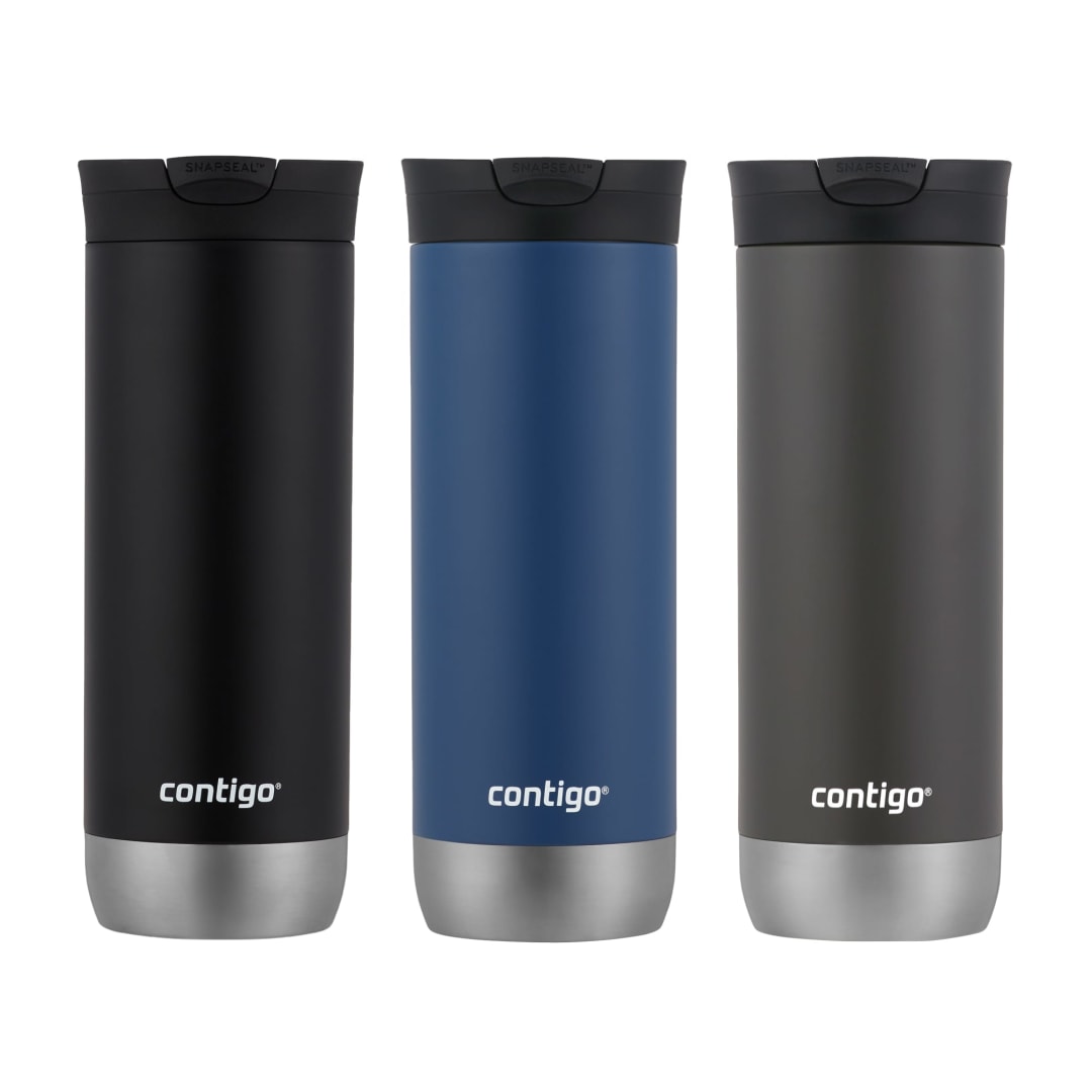 Contigo Huron 2.0 SnapSeal Insulated Travel Tumbler, 20 oz (591 mL), Assorted Colours, 3 Pack