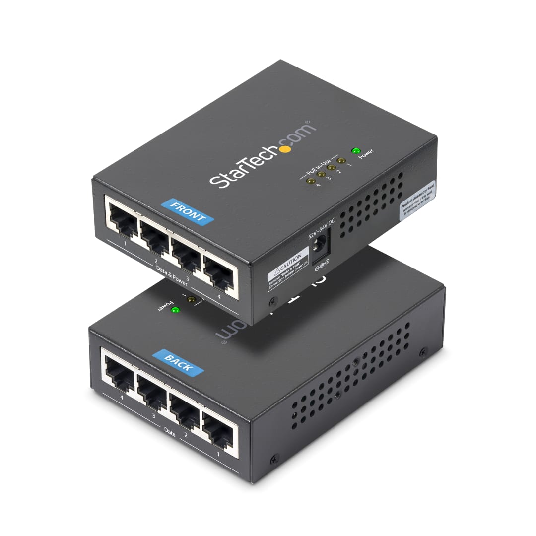 4Pt GbE PoE Midspan - Power over Ethernet Injector