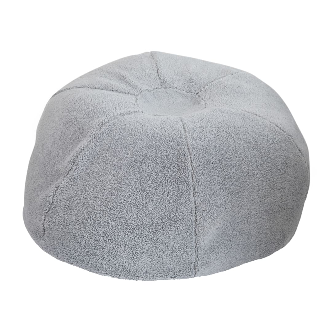 Duncan Large Gray Faux Sherpa Refillable Bean Bag Chair for Kids and Teens