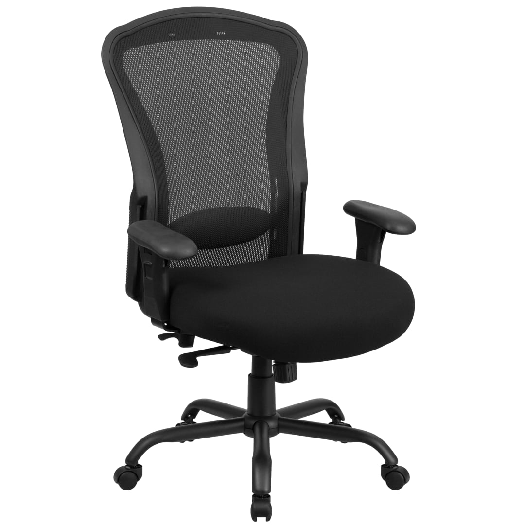 HERCULES Series 24/7 Intensive Use Big &amp; Tall 400 lb. Rated Black Mesh Multifunction Synchro-Tilt Ergonomic Office Chair