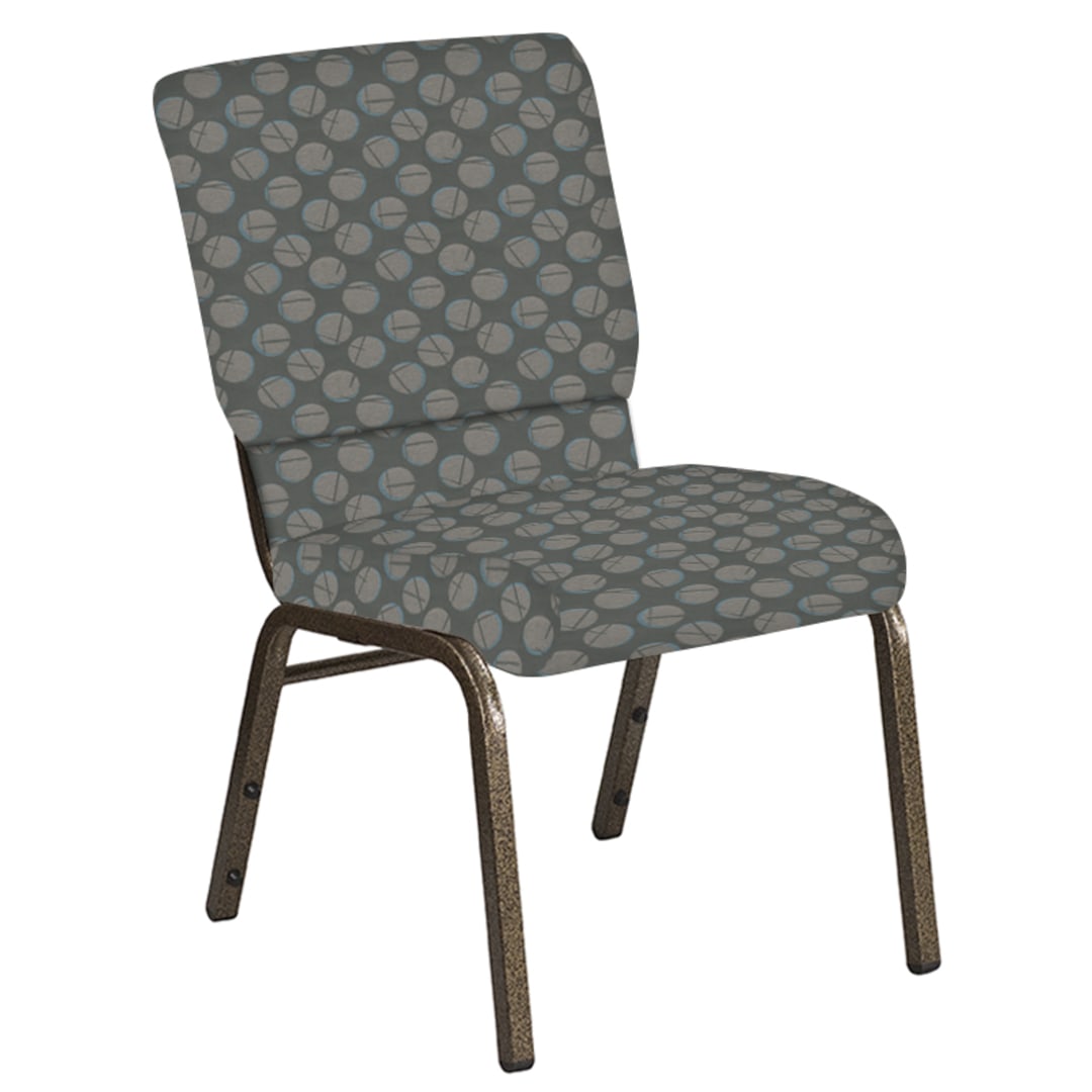 Embroidered 18.5''W Church Chair in Cirque Olive Fabric - Gold Vein Frame